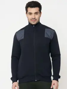 Sweet Dreams Men Navy Blue Mock Collar Sweatshirt