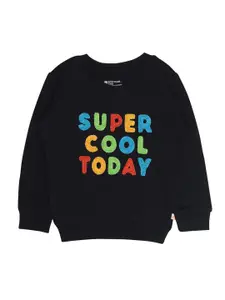 Bodycare Kids Boys Black Printed Cotton Pullover Sweatshirt