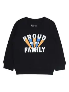 Bodycare Kids Boys Black Printed Cotton Round Neck Sweatshirt