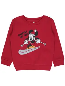 Bodycare Kids Boys Red Printed Cotton Round Neck Sweatshirt