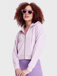 Bewakoof Women Purple Hooded Cotton Sweatshirt