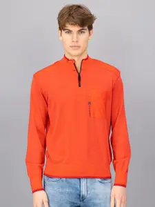 FREESOUL Men Orange & Black Solid Pullover