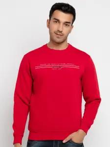Status Quo Men Red Solid Cotton Sweatshirt