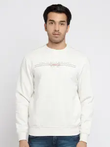 Status Quo Men Off White Solid Sweatshirt