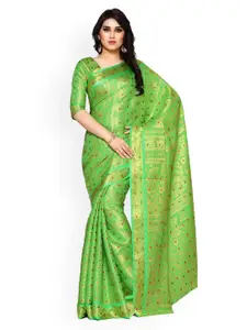 MIMOSA Green Art Silk Woven Design Kanjeevaram Saree