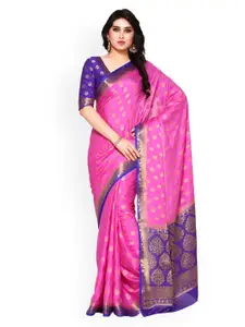 MIMOSA Pink Poly Crepe Woven Design Kanjeevaram Saree