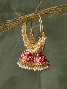 Jewelz Red Gold Plated Circular Hoop Earrings