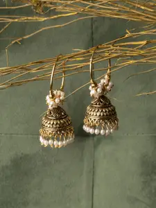 Jewelz Gold-Toned Dome Shaped Hoop Earrings