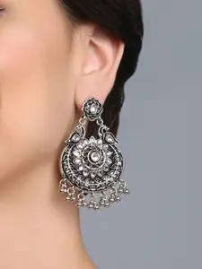 Fida Silver-Plated Peacock Shaped Drop Earrings