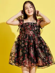 Cherry & Jerry Girls Black & Red Floral Dress