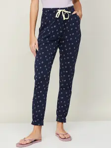 Ginger by Lifestyle Women Navy Blue Printed Cotton Lounge Pant