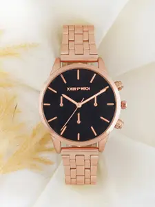 JOKER & WITCH Women Black Dial & Rose Gold Bracelet Style Analogue Watch AMWW624