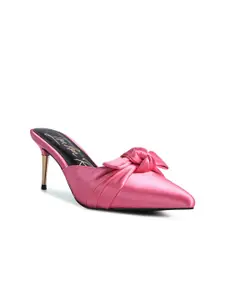 London Rag Pink Solid Mules Heels with Bows