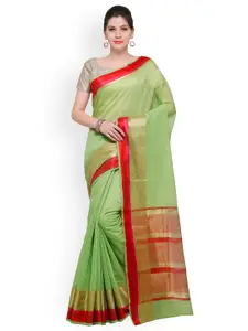 Saree mall Green Art Silk Solid Banarasi Saree