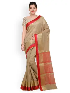 Saree mall Beige Art Silk Banarasi Saree