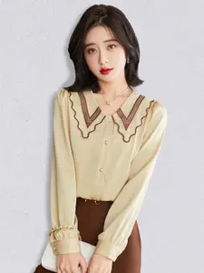 JC Collection Women Yellow Solid Polyester Casual Shirt