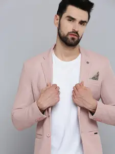 SHOWOFF Men Pink Solid Single-Breasted Blazers