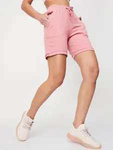 max Women Pink Solid Shorts
