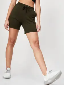max Women Green Solid Shorts