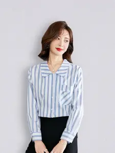 JC Collection Women White Striped Casual Shirt
