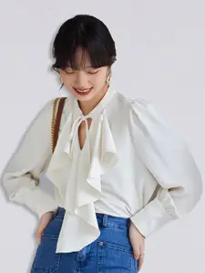 JC Collection Women White Solid Polyester Casual Shirt