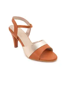 Funku Fashion Tan Party Heels with Buckles