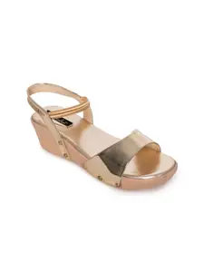 Funku Fashion Gold-Toned Wedge Heels