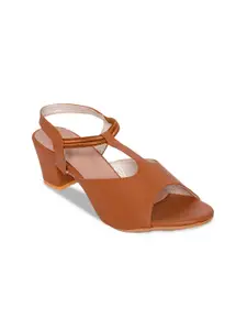 Funku Fashion Tan Block Peep Toes