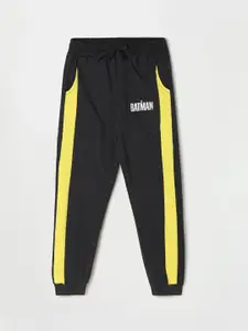 Fame Forever by Lifestyle Boys Charcoal & Yellow Colourblocked Cotton Joggers