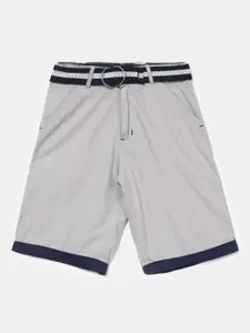 V-Mart Boys Grey Solid Cotton Shorts