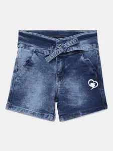 V-Mart Girls Blue Washed Washed Outdoor Denim Shorts