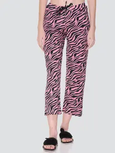 KEIKO Women Pink & Black Printed Cotton Lounge Pants