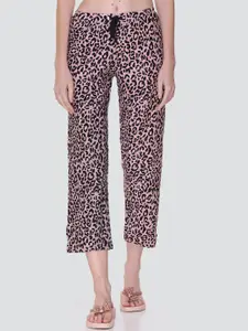 KEIKO Women Black & Pink Printed Cotton Lounge Pants