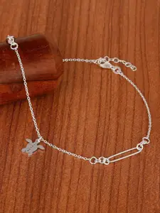 GIVA Silver Rhodium Plated Sterling Silver Anklet