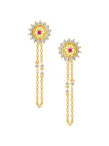 GIVA 925 Sterling Silver Gold-Toned Floral Drop Earrings