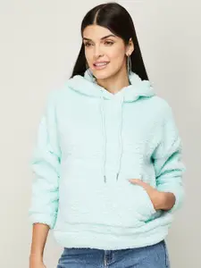 Ginger by Lifestyle Women Blue Solid Sweatshirt