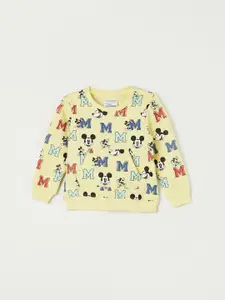 Juniors by Lifestyle Boys Yellow Mickey Mouse Printed Pure Cotton Sweatshirt