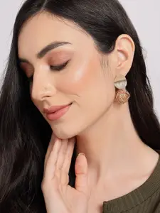 SOHI Gold-Plated Gold-Toned Contemporary Studs Earrings