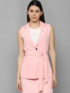 Allen Solly Woman Pink Solid Single-Breasted Blazer