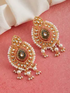 ZeroKaata Women Gold Plated Blue Contemporary Drop Earrings