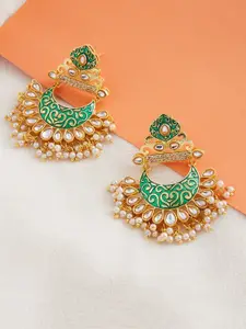 ZeroKaata Women Green Contemporary Chandbalis Earrings