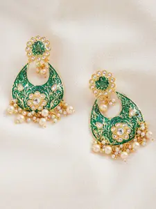 ZeroKaata Women Green Contemporary Drop Earrings