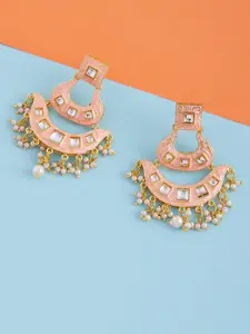ZeroKaata Women Pink Contemporary Chandbalis Earrings