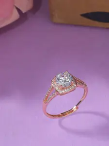 Voylla  Women Rose Gold-Plated Irregular Wave Finger Ring