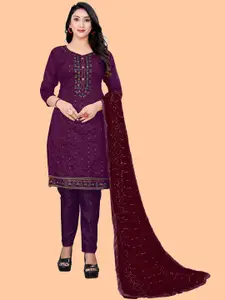 SHADOW & SAINING Purple & Blue Embroidered Unstitched Dress Material