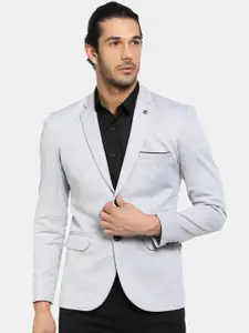 V-Mart Men Grey Solid Single-Breasted Casual Blazer