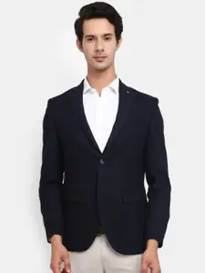 V-Mart  Men Blue Solid Single Breasted Casual Blazers