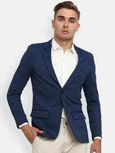 V-Mart Men Navy Blue Solid Single-Breasted Formal Blazer