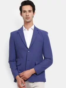 V-Mart Men Blue Solid Single Breasted Casual Blazer