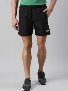 FILA Men Black Solid Mid-Rise Kadal Sports Shorts